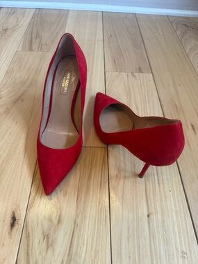 Aquazzura Red Suede Pointed Toe Pumps